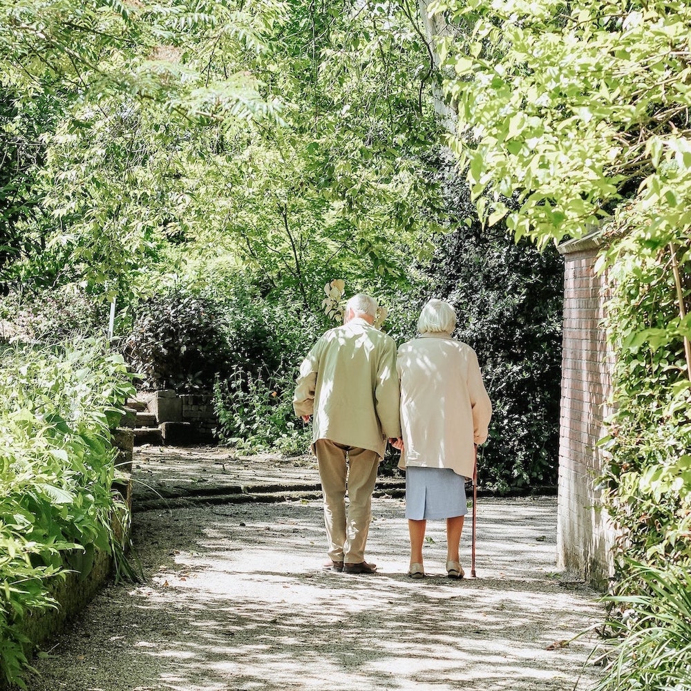 Elderly couple in retirement home